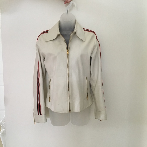 Dolce & Gabbana Cream Leather Biker Jacket